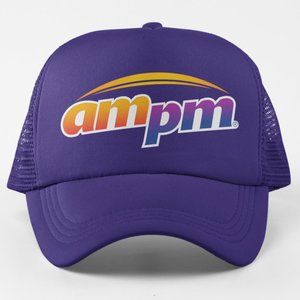 NEW Am Pm Foam Trucker Mesh Snapback Hat PURPLE